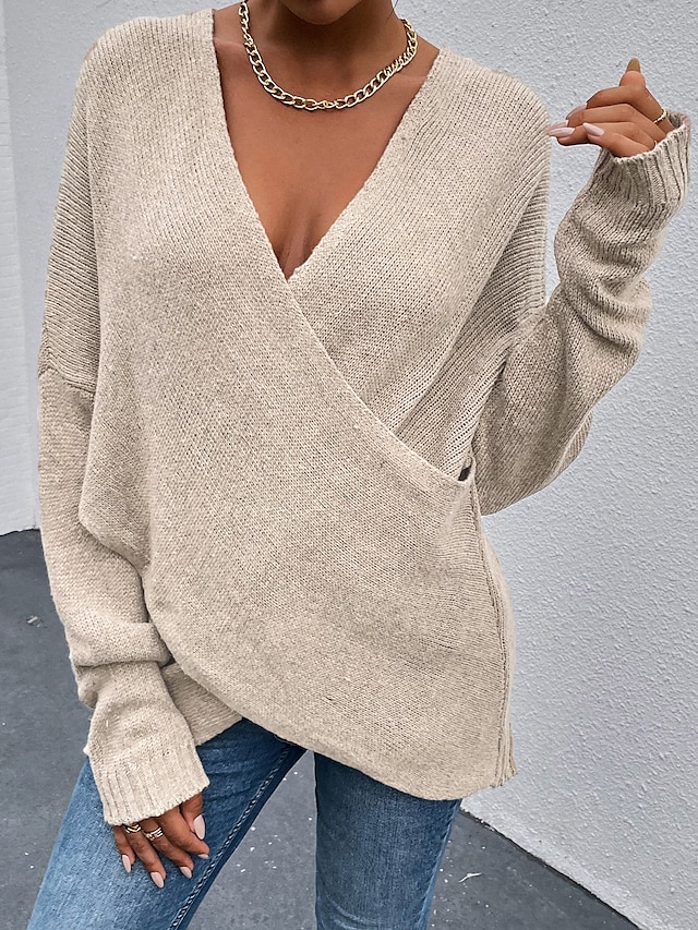  Women's Stylish Criss Cross Knitted Pullover Sweater