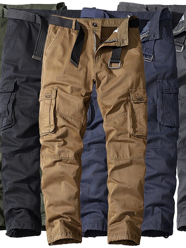  Men's Cargo Pants Cargo Trousers Trousers Tactical Work Pants Split Multi Pocket Plain Breathable Full Length Casual Daily 100% Cotton Fashion Casual Slim ArmyGreen Deep Blue Micro-elastic