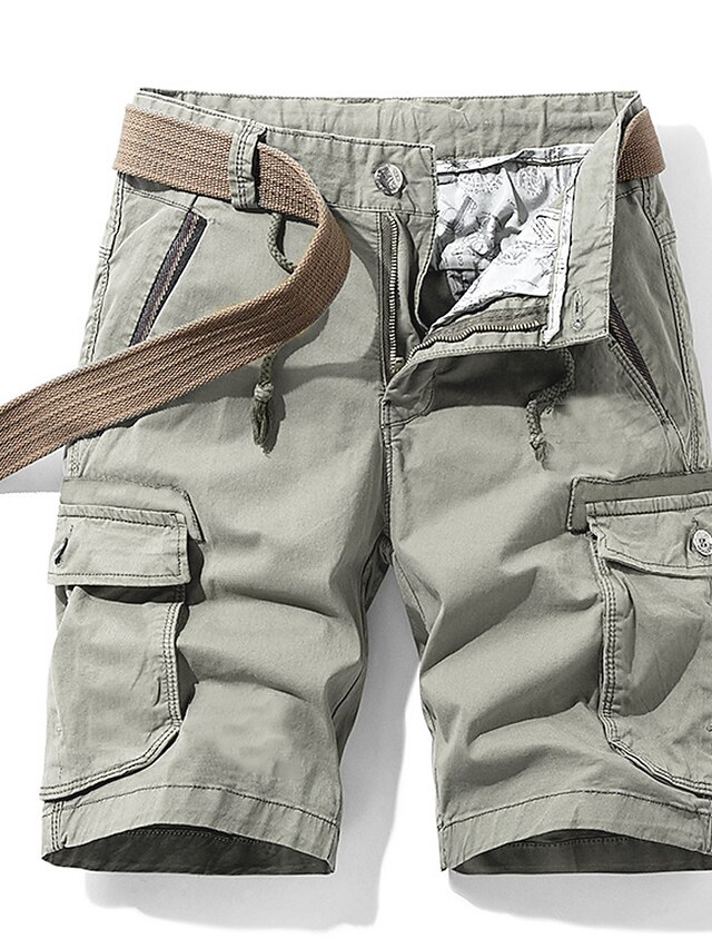  Men's Shorts Cargo Shorts Shorts Cargo Shorts Pants Solid Colored Mid Waist ArmyGreen Black Khaki Dark Gray 32 34 36 38 40