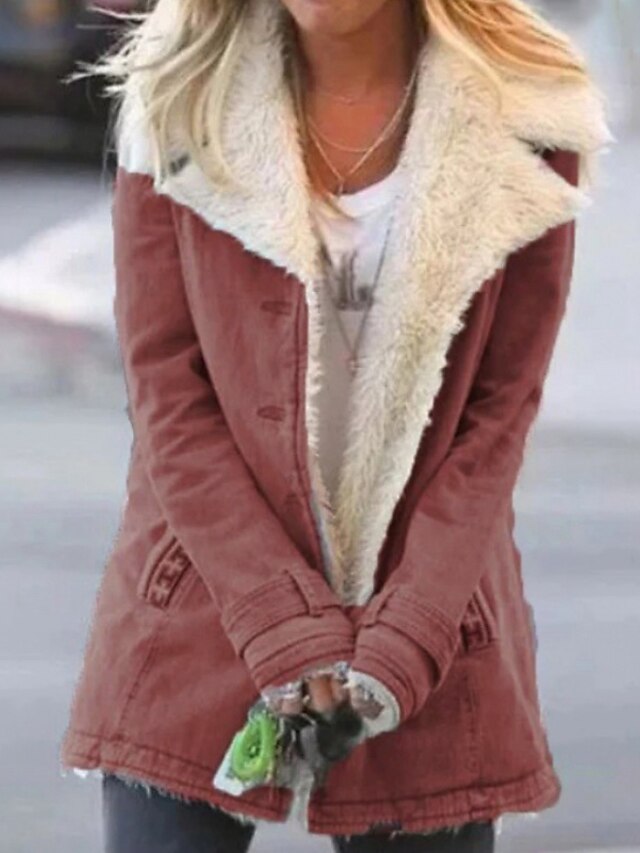  Women's Thermal Faux Fur Sherpa Winter Coat
