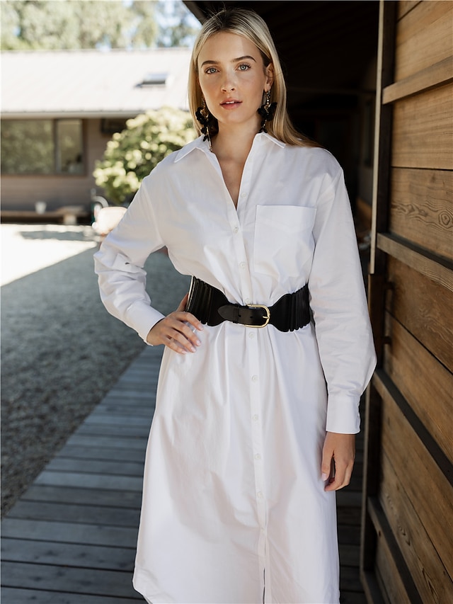  Women's Callie Long-Sleeve Pocket Shirt Maxi Dress