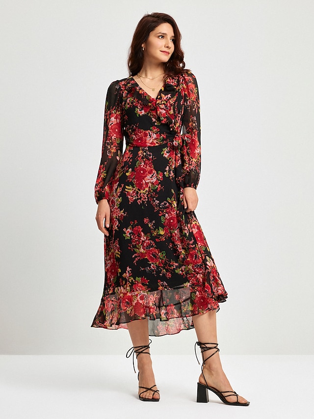  Long Sleeve Floral Dress