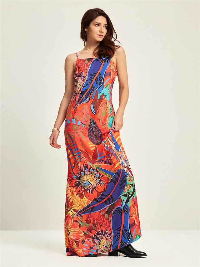  Women's Floral Printed Sleeveless Maxi Dress
