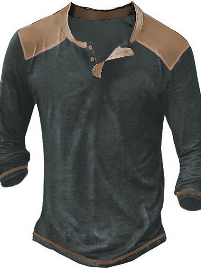 T-shirt Homme Col Henley Manches Longues - Coupe Décontractée, Tissu Doux Et Respirant, Pour Toutes Les Occasions