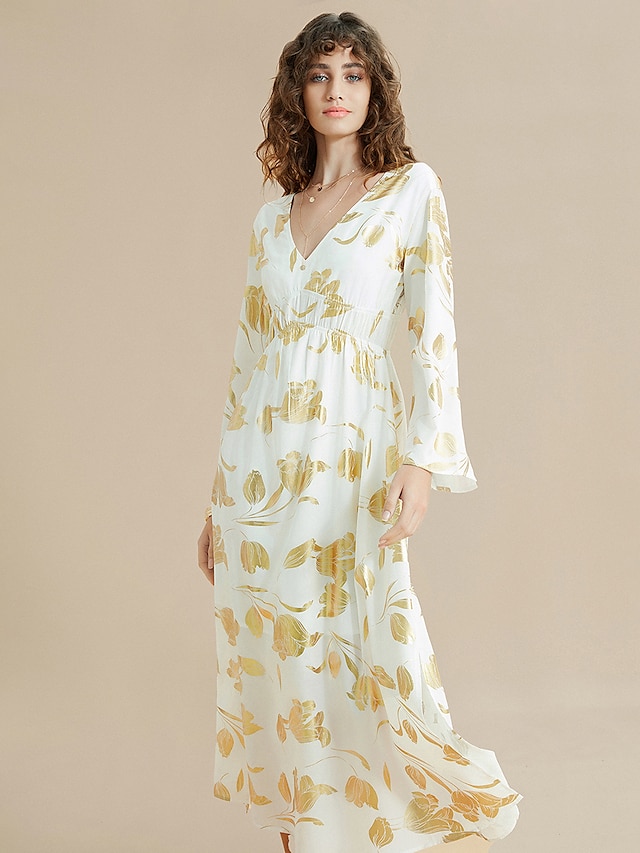  Women's Jojo Gold Foil Print Midi Dress