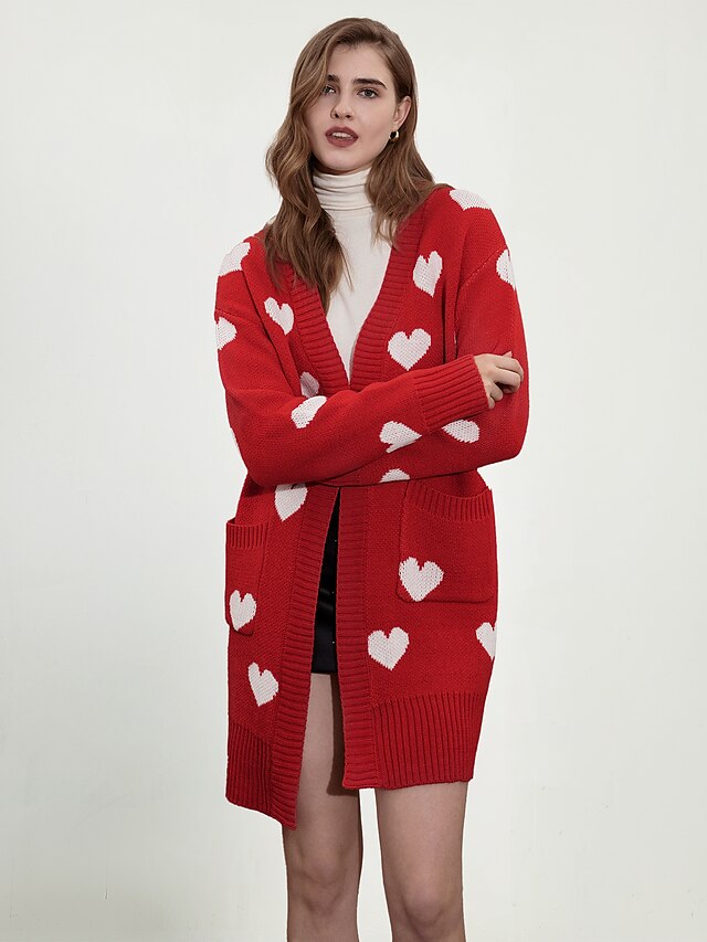  Heart Pattern Soft Acrylic Cardigan