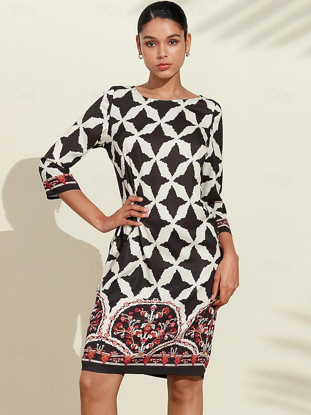  Women's Casual Geometric Dress