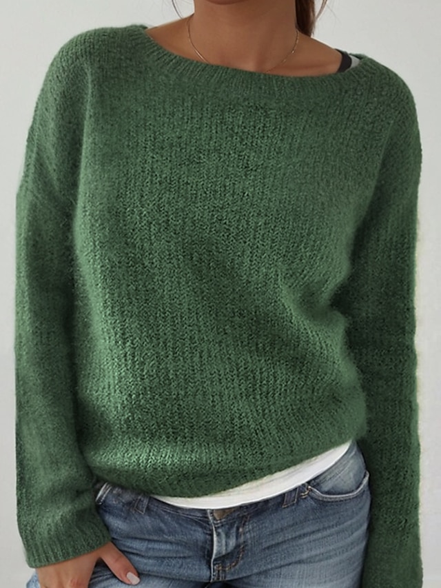  Women's Casual Boat Neck Pullover Sweater
