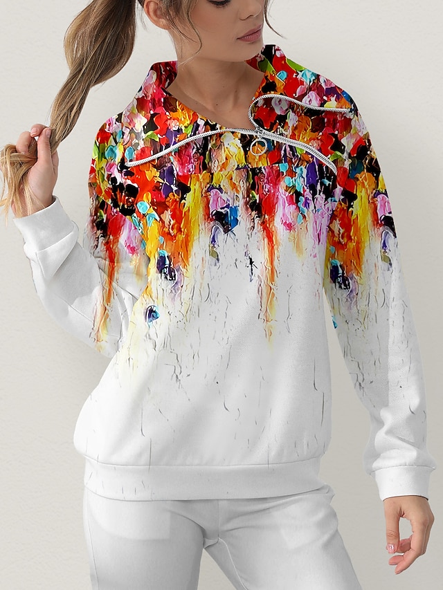  Women's Colorful Thermal Pullover Sweatshirt