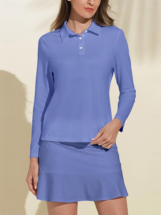  Women's Sun Protection Long Sleeve Polo Shirt
