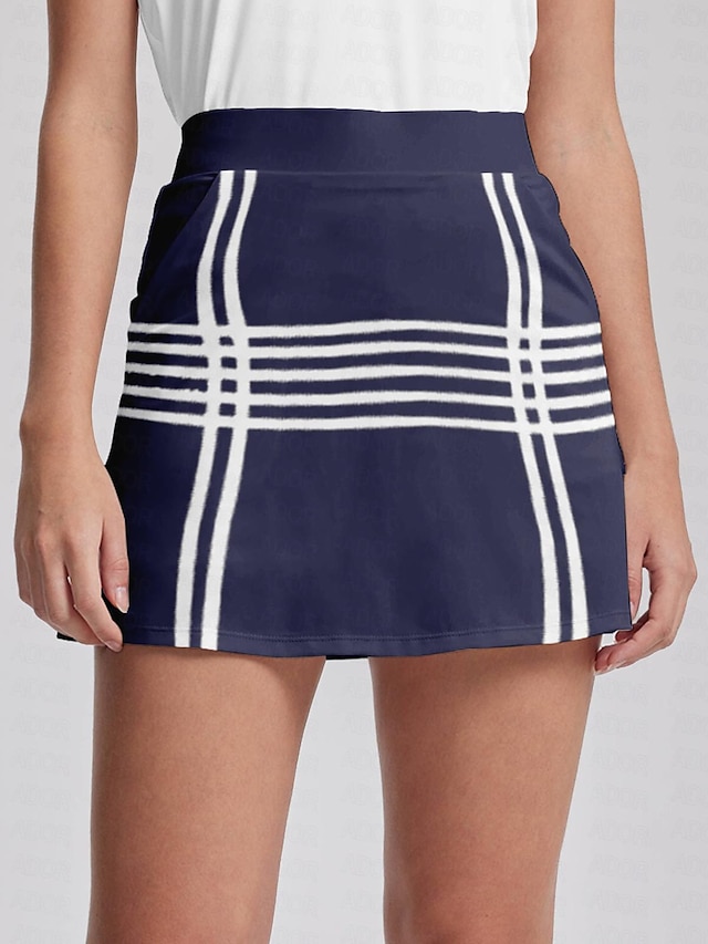  Women's Stripe Dark Blue Tennis & Golf Skirts