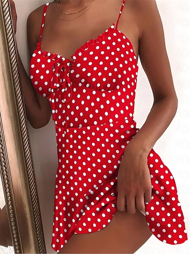 Stylish Women's Polka Dot Mini Strap Dress