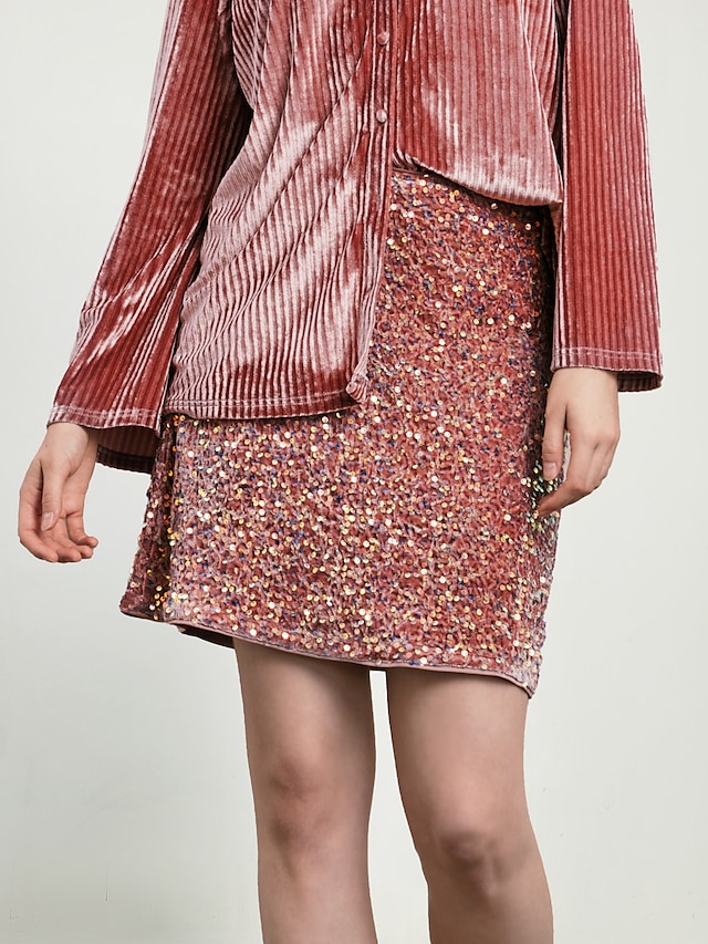  Sparkly Sequin High Waist Mini Skirt