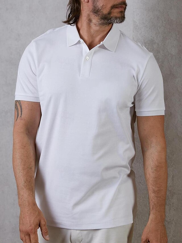  Men's Casual Polo Shirt with Lapel Detail