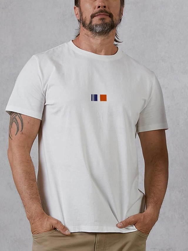  Camiseta de algodón gráfico para hombres  clásica y cómoda  estilo de vacaciones y verano