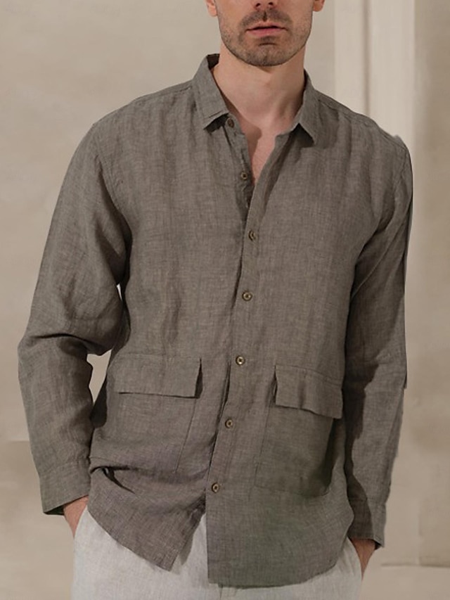  Men's Linen Button Up Shirt