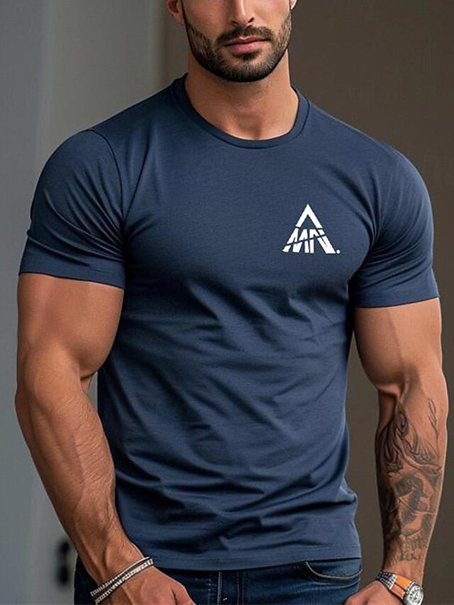  Camiseta de hombre gráfica 100% algodón  diseño clásico y cómodo