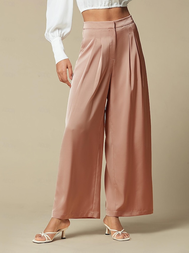  Satin Clean Fit Straight Full Length Pants