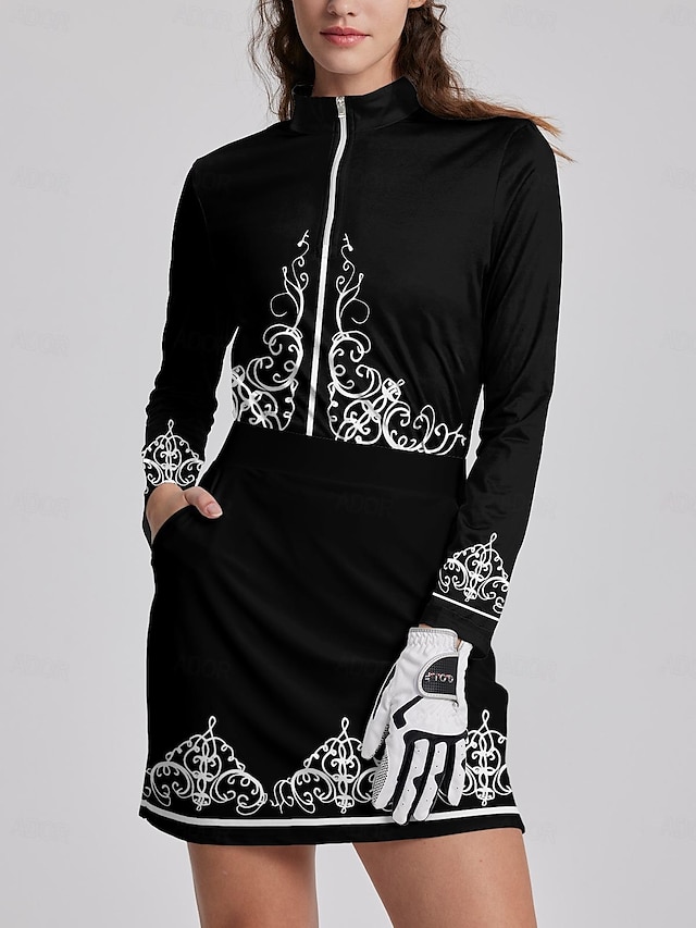  Femme T-shirt POLO Noir Kaki manche longue Protection Solaire Top Automne Hiver Vêtements de golf pour femmes, tenues, vêtements