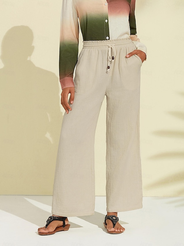  Pantaloni Donna Cotone 100% Tasca Casual Uso Quotidiano