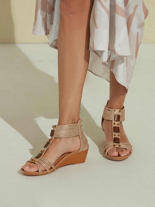  Elegant Lace Up Platform Sandals in PU Material