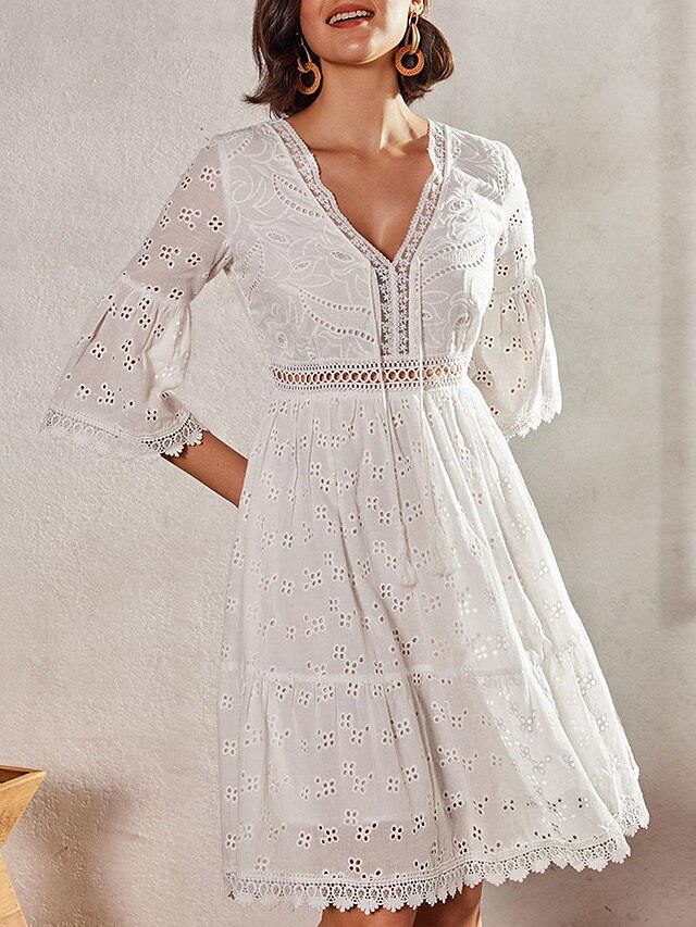  Elegant Embroidered Lace Mini Dress for Women