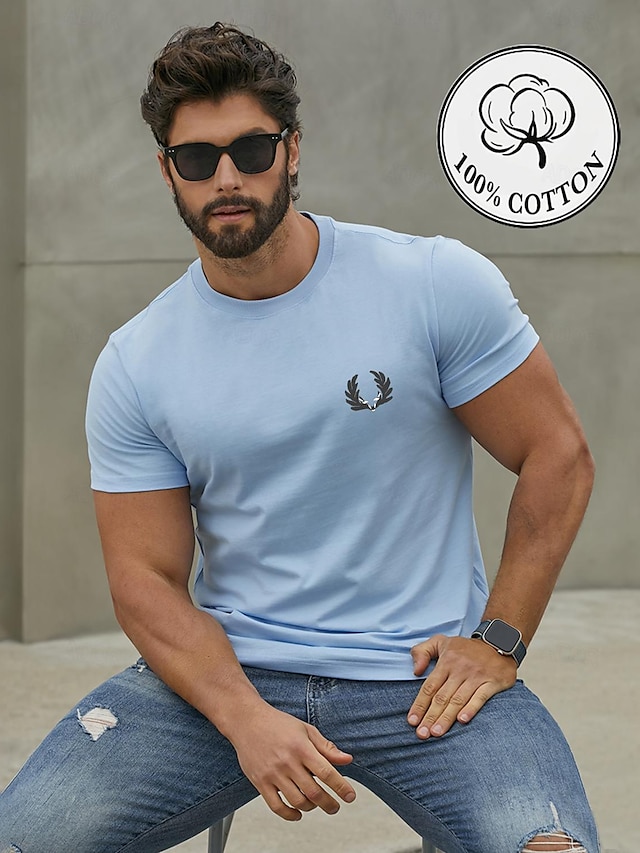  Camiseta Gráfica de Algodón 100% para Hombres  Clásico y Cómoda