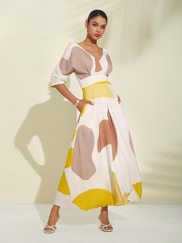  Brand Elegant Pocket Floral Maxi Dress