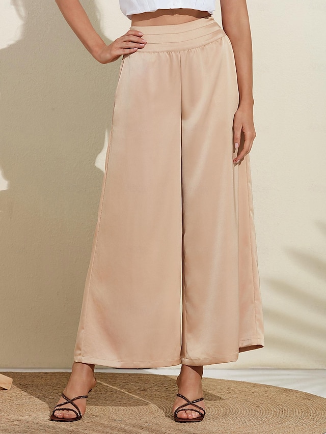  Casual Satin Wide Leg Trousers