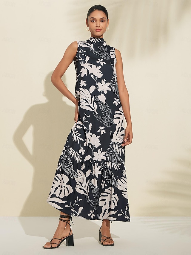  Print Floral Midi Dress