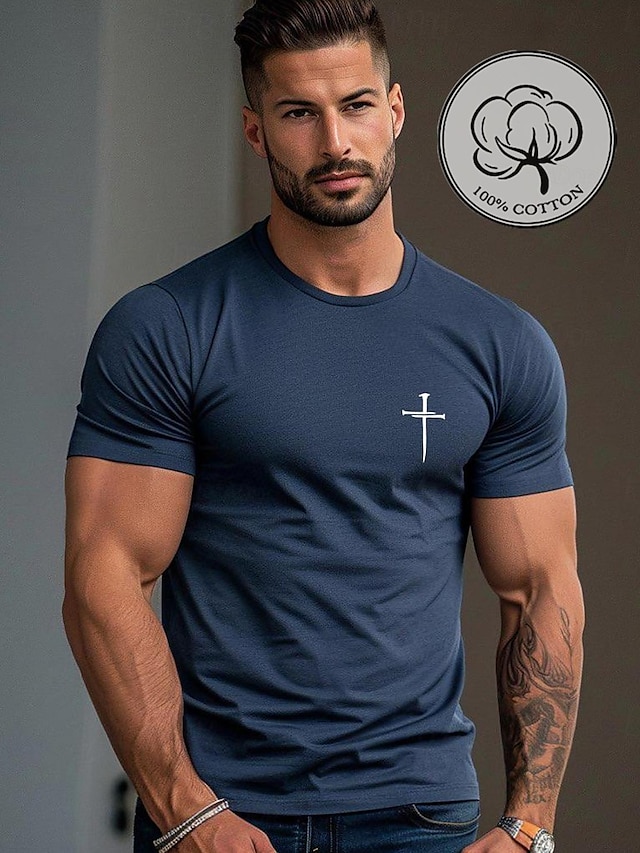  T Shirt Grafica da Uomo in Cotone 100% Classica