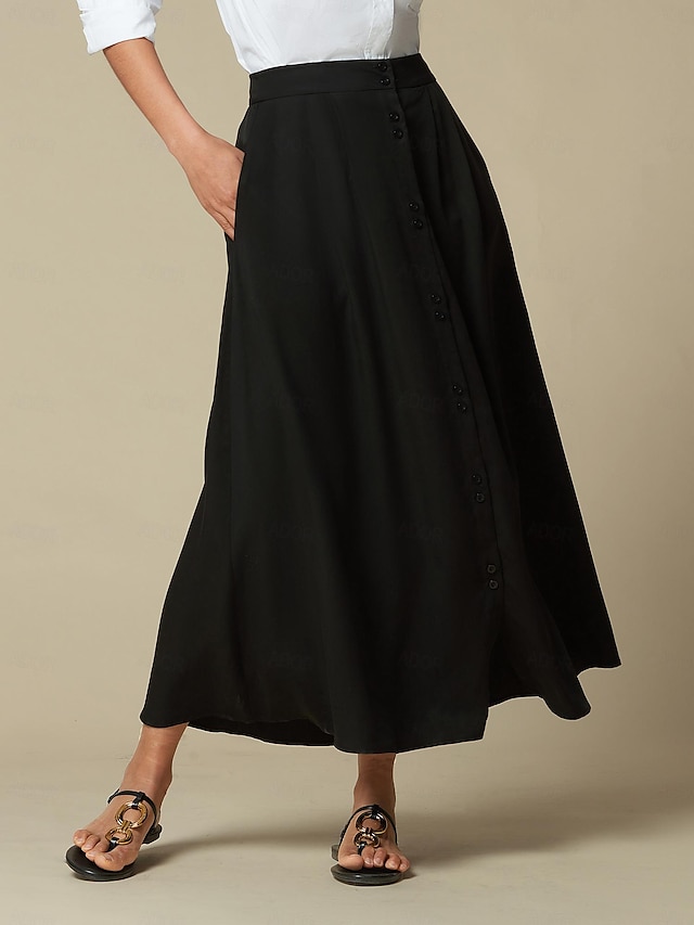  Pocket Button Up Tencel Maxi Skirt