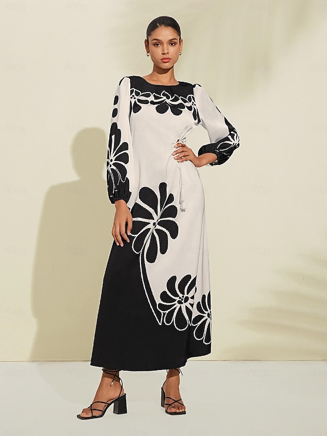  Modern Contemporary Satin Floral Maxi Dress