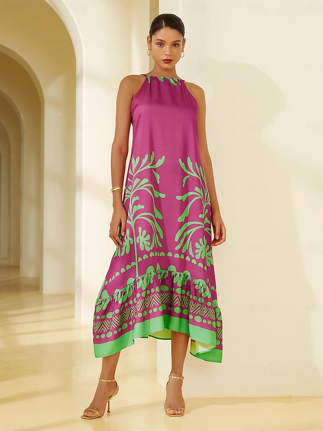  Brand Geometric Sleeveless Midi Dress