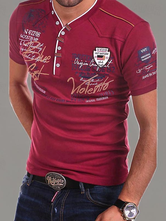  Homme T shirt Tee Chemise Henley Shirt Graphic Lettre Imprimer Manche Courte Vêtement Tenue Muscle