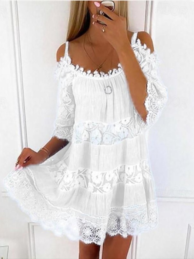  Elegant Women's Lace Mini Dress in Multiple Sizes