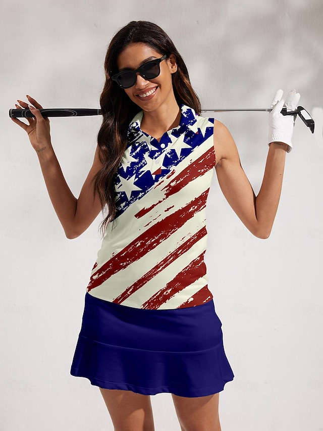  Camiseta Polo de Golf para Mujer sin Mangas  Rojo  Protección Solar