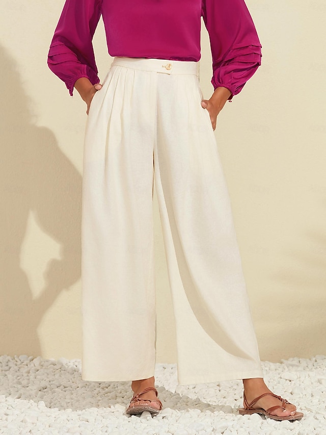  Brand Linen Full Length Relaxed Pants