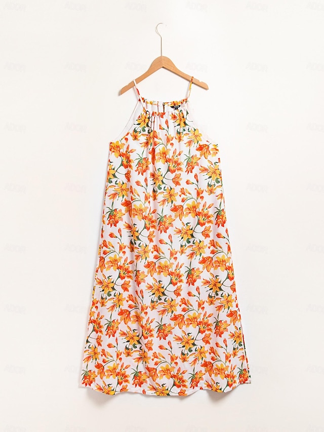 Blumenkleid Damen Sommer - Ärmellos Mit Gürtel | Leicht & Luftig | Bohemian Style