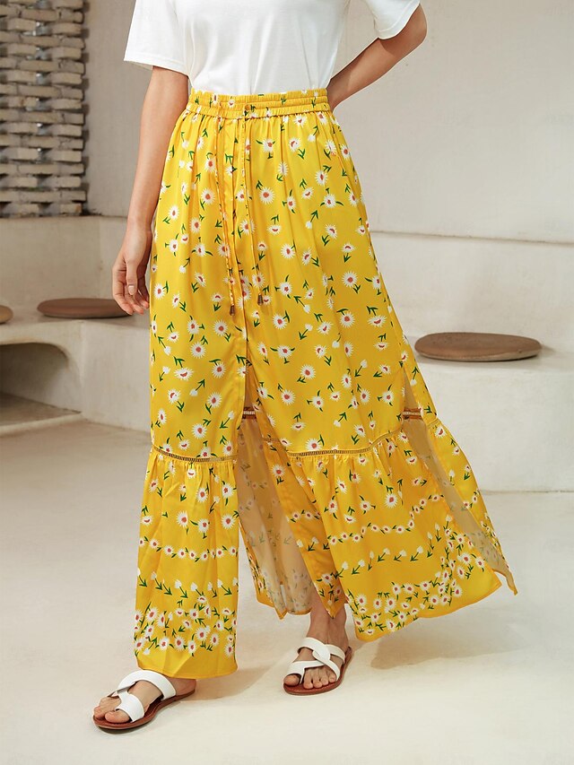  Elegant Satin Lace Skirt Maxi