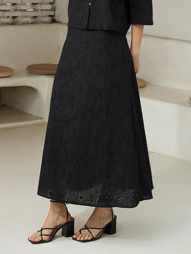  Cotton Embroidered Maxi Skirt