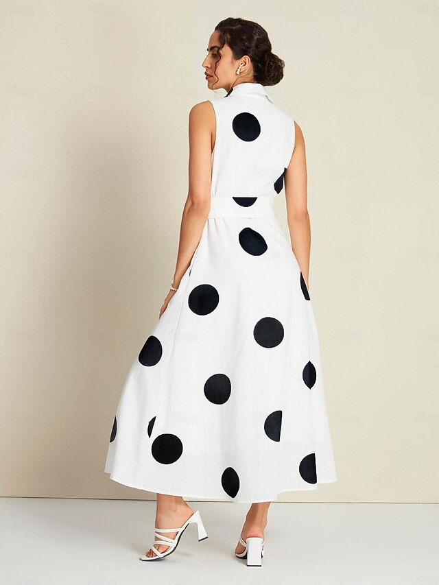 Polka Dot Backless Tie Bodycon Maxi Dress