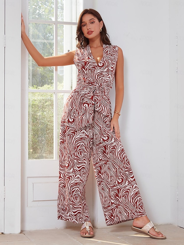  Cotton Cross Collar Belted Jumpsuit