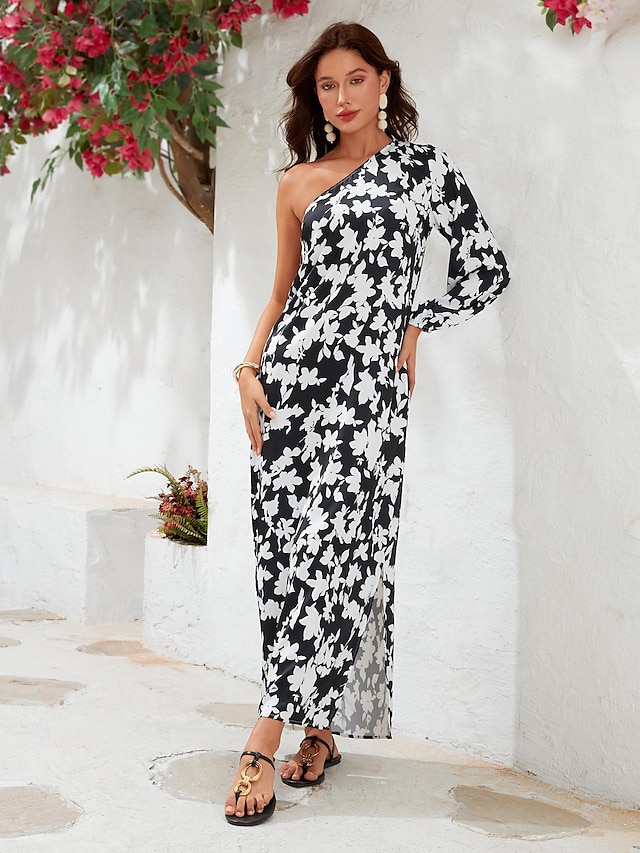  Brand Design Puff Sleeve Floral Print Maxi Dress