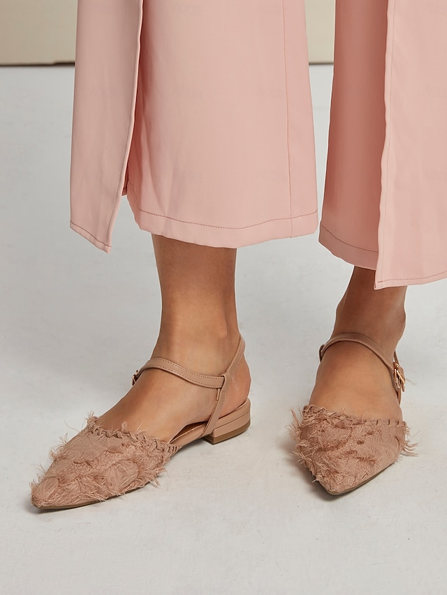  Slingback Fringed Low Heel Flats