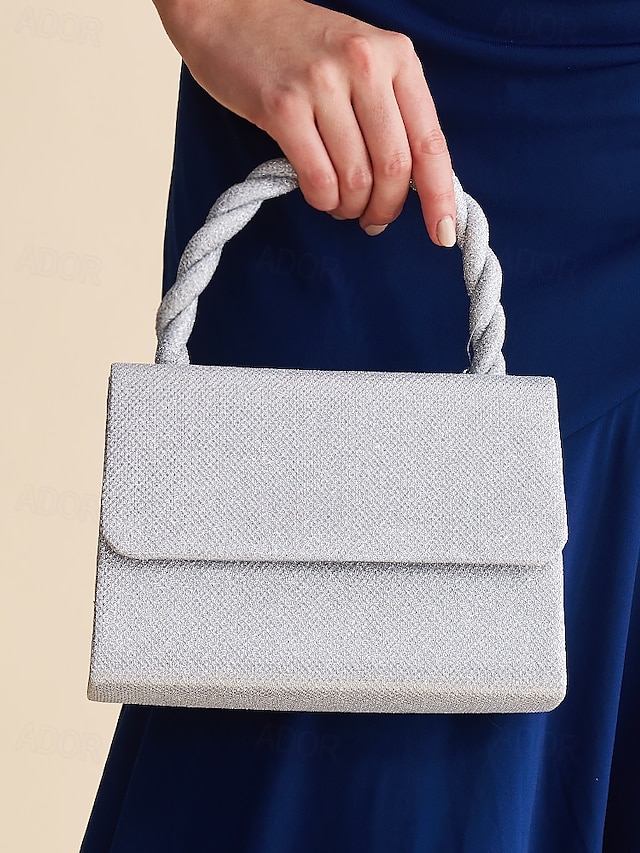  Braided Handle Silver Handbag