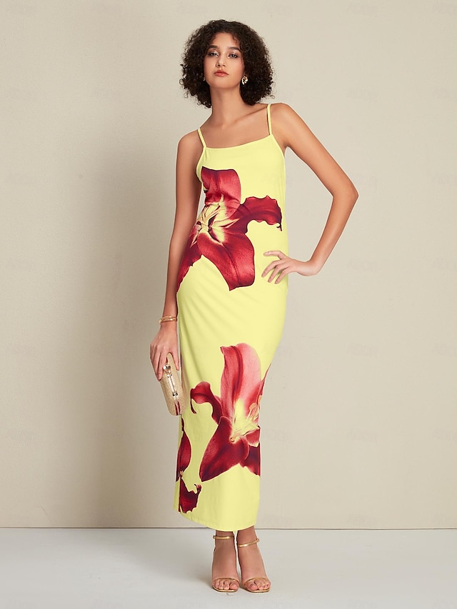  Floral Sleeveless Midi Dress