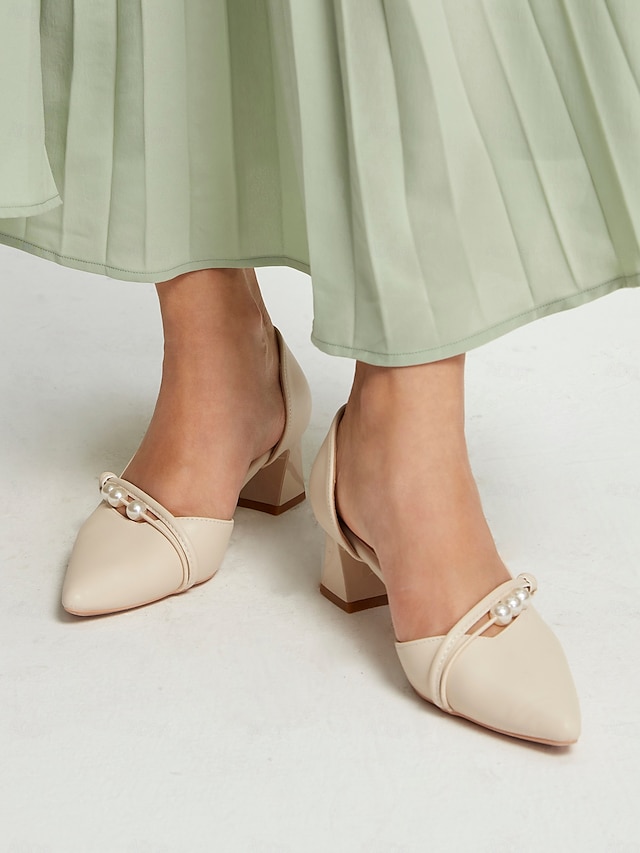  Chic Pearl Block Heel Mules