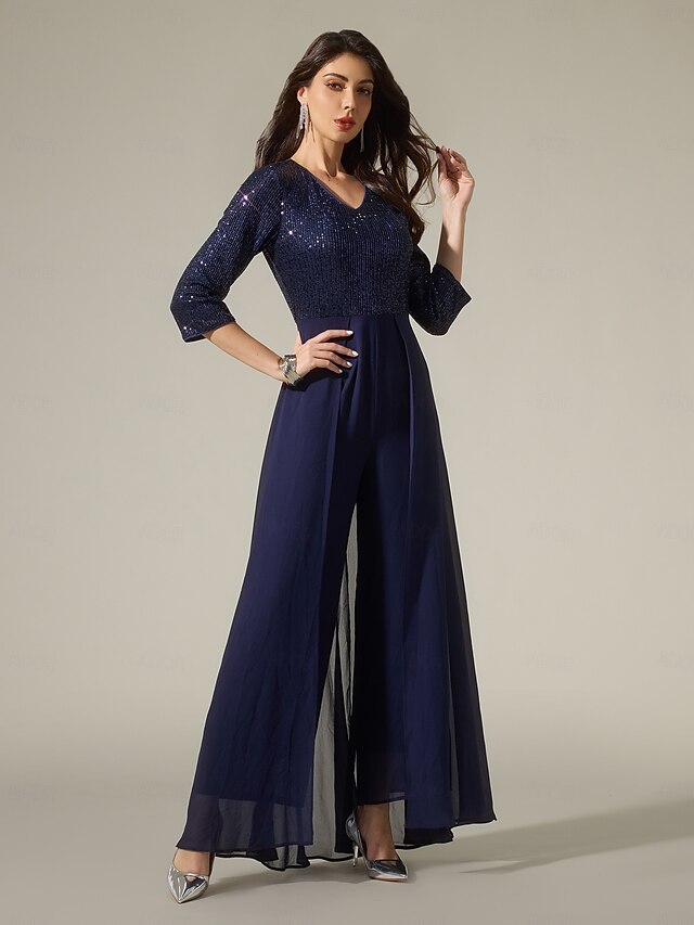 Chiffon Sequin Three-Dimensional Jumpsuit 