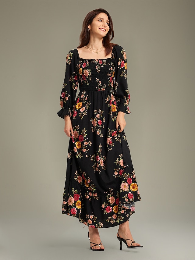  Spring Floral Design Vacation Dress